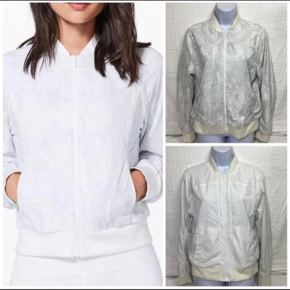 NWT Lululemon Bomb Around Reversible Eternal Wave White Full Zip  Jacket Size 10